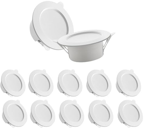 10er Set Bewegungsmelder, 80mm Lochmaß, 230V LED Spot, Einbaustrahler Unterputz 120° Infrarot-Sensor, 5-8 m Reichweite, Für Küche Wohnzimmer, Weiß