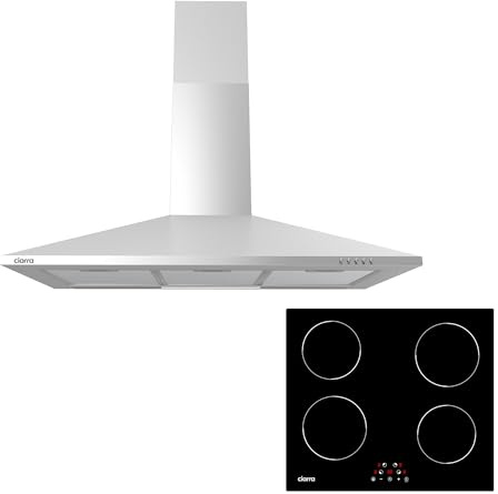 CIARRA Cappa Aspirante 90 cm e Piano Induzione da Incasso a 4 zone Set/Combinazione CBCS9201 Cappa Aspirante 90 cm e CABBIH4-D Piano con Power Booster 60 cm Nero