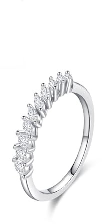 Ayoiow Einfach Vorsteckring Weissgold 585 für Damen mit Diamanten Erschaffen, Ringe Gold 585 Damen, 14 Karat Weißgold Größe 52 (16.6)