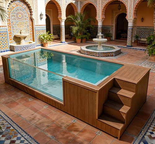 Piscina di lusso del contenitore di trasporto di 20ft 40ft, vetroresina su ordinazione sopra la piscina fuori terra &In-terra con il sistema di riscaldamento, filtrazione, luci del LED &Ladder, per la