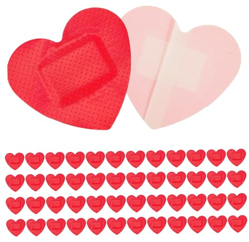 Tiritas para el corazón, 50 vendas para heridas, tiritas para el corazón impermeables y transpirables, adhesivo lindo para detener sangrado de heridas pequeñas y acelerar la herida