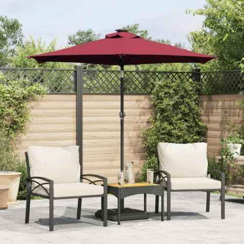 Mokuyary Parasol de Jardin avec mât en Acier Bordeaux 225x225x212 cm, Parasol de Extérieur pour Terrasse, Piscine, Plage, Restaurants, Balcon