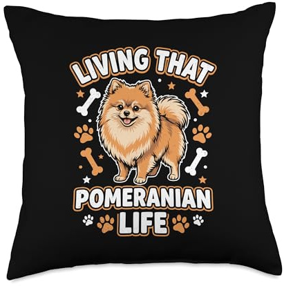 Pomeranian Lover Cute Pom Dog Owner Living Fluff Life Throw Pillow