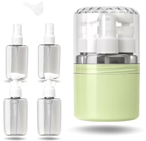 Distributeur de Voyage 4 en 1, Flacons Rechargeables Portables pour Shampooing Lotion Crème et Gel Douche, Conception Étanche Adaptée Aux Déplacements et Vacances