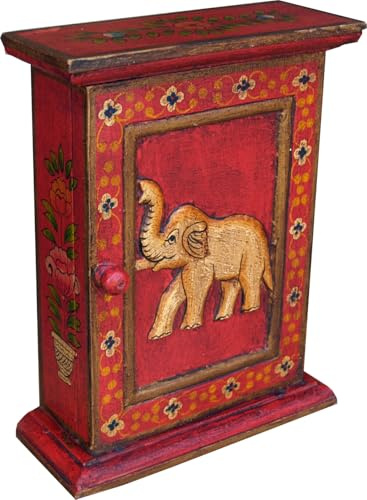 Schlüsselkasten, handbemalte Schlüssel Ablage Box mit Tür, Muster 8 | Traditionelle indische Motive, dekorativ, mit Aufhängung, ideal für Ordnung, einzigartiges Design