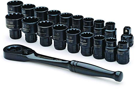 Crescent CX6PT20 20 Piece X6 Pass-Through Ratchet and Socket Set, Metric & SAE - Black,10 19mm