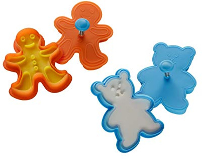 Premier Housewares 805329 Cookie Stamps, Teddy Bear/Gingerbread Man - Set of 2 Blue H4 x W8 x D10cm