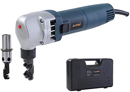 KATSU Electric Nibbler, Twin Head 380W Industrial Quality Copper Aluminium Stainless Steel Sheet Metal Cutter Snip Shears Scissor Cuts 1.8mm Steel Plate 100457