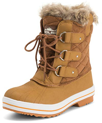 Polar Mujer Acolchado Corto Pato Forrada De Piel Cordones Nieve Invierno Bota - TAS UK5/EU38 - AYC0019