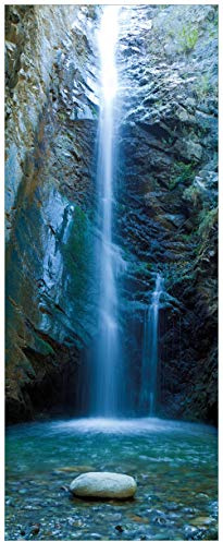 Wallario Glasbild Wasserfall bei Sonneneinfall - 50 x 125 cm Wandbilder Glas in Premium-Qualität: Brillante Farben, freischwebende Optik