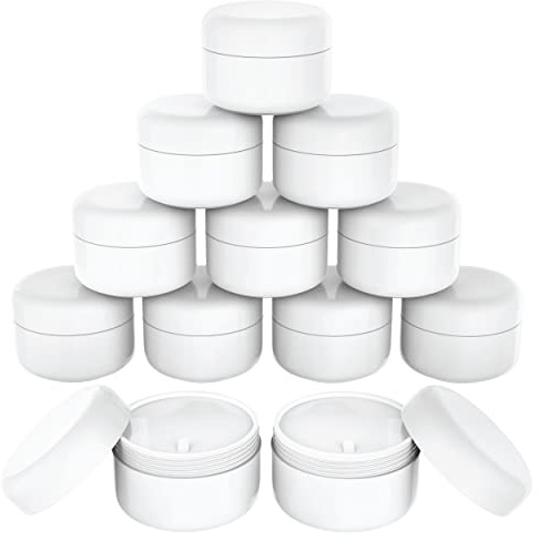 Houseables Lotion Jars, Lotion Container, Cosmetic Jars with Lids, Body Butter Containers, Travel Pots for Creams, Makeup, Moisturizer, Storage, Refillable, Empty, Small, Plastic, White, 4 OZ, 12 PK