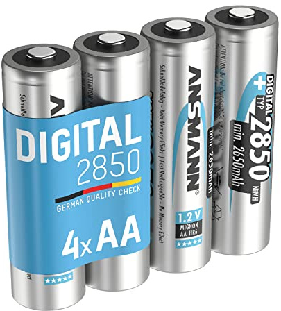 ANSMANN 4X Akku AA 2850 mAh NiMH 1,2 V Mignon Batterien Wiederaufladbar | Hochleistungsakkus für hohen Strombedarf - Ideal für Kamera, Blitzgerät und LED - Schnellladefähig und Langlebig