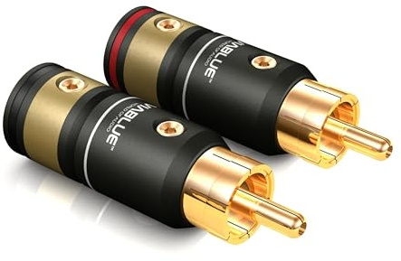 VIABLUE T6s Cinchstecker/RCA * Schraubversion * 24 Karat echtvergoldet * Vollmetallgehäuse * high-end Steckverbindungen * 2 Paar (4 Stück)