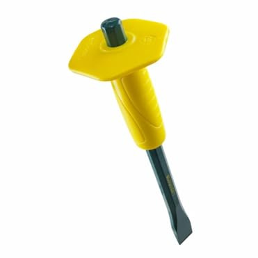 Leborgne, Ciseau Réaffûtable, Avec Pare Faux-Coups, Longueur: 30 cm, Acier Forgé et Trempé, Pour les travaux de maçonnerie et taille de pierres tendres, Déconseillé pour pierre dure