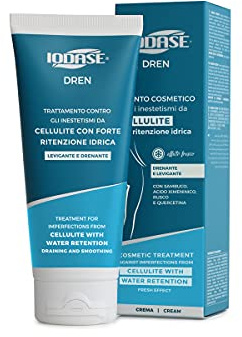 Iodase Crema Drenante Ritenzione Idrica 200ml, Clinicamente Testata, Effetto Tonificante e Compattante con Mentolo, Migliora Elasticità, Combatte Segni di Ritenzione Idrica e Pelle Stanca