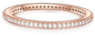 GLANZSTÜCKE MÜNCHEN Damen-Ring aus 925/- Sterling Silber rosévergoldet | Zirkonia,weiß,Memoirering,Stapelring,filigran,Vorsteckring,Beisteckring