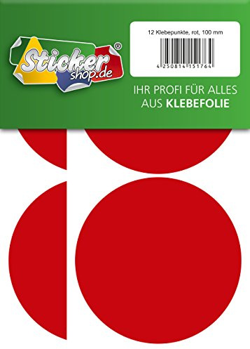 Klebepunkte aus PVC Folie, wetterfest, Markierungspunkte Kreise Punkte Aufkleber (100 mm, rot)