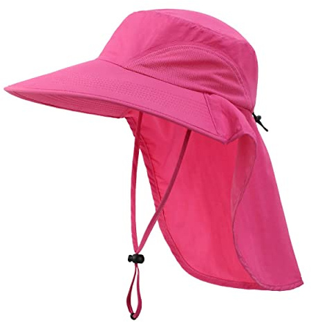 Magracy Herren Damen Outdoor-Sonnenhut mit Nackenklappe breiter Krempe Netzstoff UV-Schutz Hut Angelhüte
