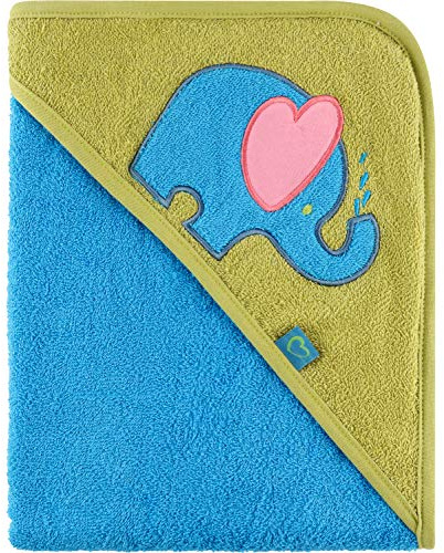Be Mammy Kapuzenhandtuch Babyhandtuch aus Baumwolle Oeko-Tex Standard 100 100cm x 100cm BE20-240-BBL (Blau - Elefant)