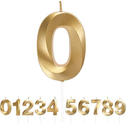 URAQT Candele di Compleanno Numero, Candele di Compleanno Oro Glitter, Adatto A Feste di Compleanno, Feste di Anniversario di Matrimonio, Serate di Laurea (0)