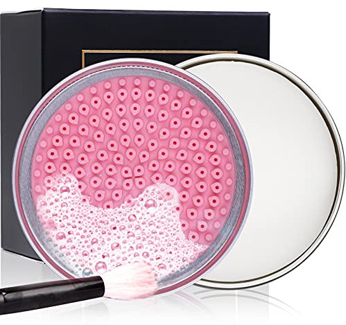 DUcare Makeup Brush Clean Set: Solid Soap Cleanser & Silicone Pad- Easy to Clean Blenders Brushes Shampoo Removes Shadow Color Cosmetic Colors for Daily Use Travel Set (Coconut Oil)