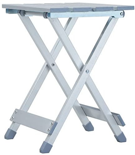 vidaXL Sgabello da Campeggio Pieghevole Robusto Salvaspazio Comodo Durevole Leggero Tavolino Basso Esterni Alluminio Anodizzato 28x26x39 cm Argento