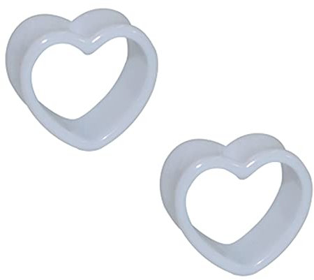 XINHE 2 Stück Piercing Ohr Tunnel Set Silikon Acryl Flesh Superdünn Reinfarbe Herzförmig Double Flared Tunnel Plug Punk Mann Unisex 4-25mm,Weiß,00g(10mm)