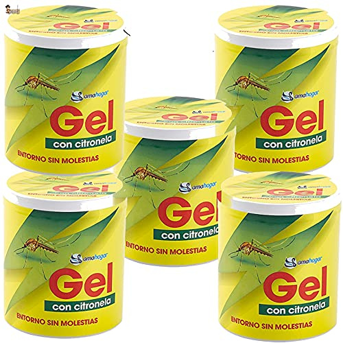 BricoLoco Citronela gel repelente antimosquitos. Ambientador. Más cómodo y seguro que velas o aceites. Ahuyentar mosquitos en interior o exterior. Protección natural. (5)