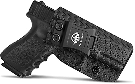 Glock 19 Holster, IWB Carbon Fiber Kydex Holster for Glock 19 19X Glock 23 Glock 25 Glock 32 Glock 45 (Gen 3 4 5) Pistol Case - Innen Bund verdeckt tragen - ADJ. Cant Retention - Mag-Button abdecken