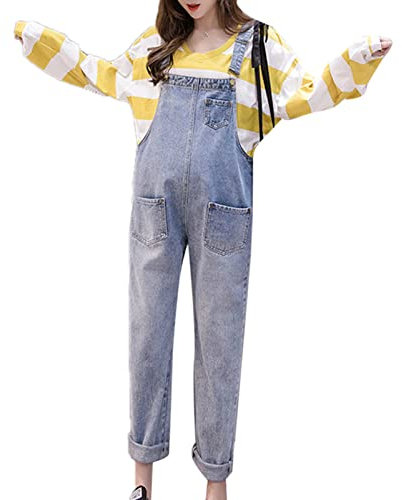 Suncolour Salopette de maternité en Denim Salopette de maternité en Denim pour Femmes enceintes Jeans combinaisons Taille M-2XL
