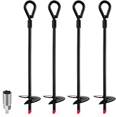 Ancoraggio a Terra per trampolino, Picchetti di Fissaggio per Tutte le Tende, ancoraggio a terra per Trapano Elettrico, Set di Punte da Trapano Lunghezza 15 Pollici e Larghezza 3 Pollici