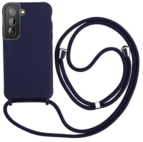 Keteen Cover per Samsung Galaxy S22 con Collana Custodia con Cordino TPU Corda Silicone Case Bumper Regolabile Staccabile Shock Absorption Antiscivolo Protettiva Custodia per Samsung S22, Blu scuro