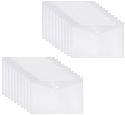Sobre de plástico transparente A4 con botón, 20 unidades, carpeta elástica para documentos, A4, impermeable, carpeta de dibujo técnico, funda de plástico mediano, para la escuela, oficina, soporte
