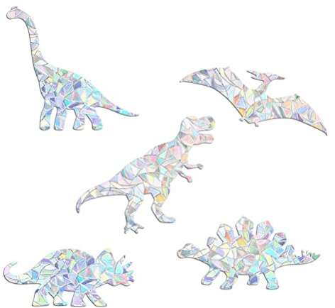 6 Stück Regenbogen Suncatcher Fenster Haftet PVC Anti-Kollisions-Fensteraufkleber für Vögel Fensteraufkleber Abziehbilder Heimdekoration (RPS025 Dinosaurier)