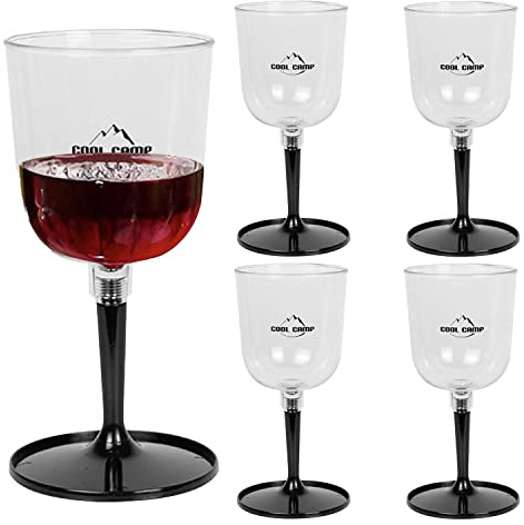 Veeteah Portable Collapsible Wine Glasses 4 Shatterproof Clear Glasses for Wine Detachable Wine Glasses with Stem Wine Cup for Pool Beach Travel Camping Picnic