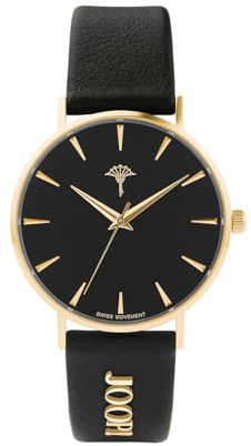 Joop! Armbanduhr für Damen, Quarzuhr Analog, mit Leder Armband, Gold, 5 bar Wasserdicht, End of Life System, Kommt in Uhren Geschenk Box, 2028263