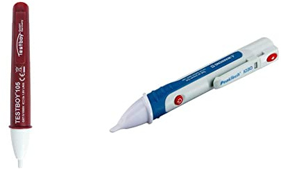 Testboy 105 berührungsloser Spannungstester ab 12 V ac mit optischer, akustischer und vibrierender Anzeige & Peak Tech P 1030 – kontaktloser AC-Spannungsprüfer mit LED-Lampe, 50 – 1000 V