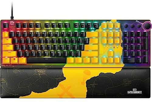 Razer Huntsman V2 Optical Gaming Keyboard: Fastest Linear Optical Switches w/Quick Keystrokes & 8000Hz Polling Rate - Doubleshot PBT Keycaps - Dedicated Media Keys & Dial - PUBG: Battleground Edition