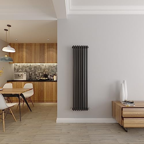 Radiatore verticale a 2 colonne in ghisa, riscaldamento centralizzato, colore antracite/grigio, 1500 x 380 mm, perfetto per Kithcen, soggiorno, bagno