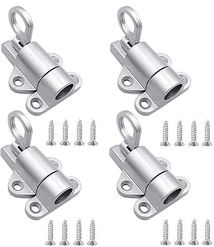 SyiXute 4 Pezzi Chiavistello a Molla,Bullone Molla Porta Lega,Rimbalzo Automatico Serratura Con Viti per Finestre,Porte in Legno,Armadi (Argento)