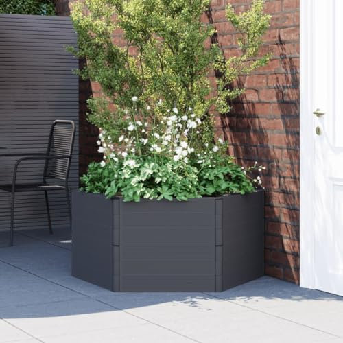 ZEYUAN Garten-Pflanzkübel Anthrazit PP, Pflanzgefäße Außen, Blumentöpfe Garten, Blumenübertopf, Pflanzen Topf Groß - 154984