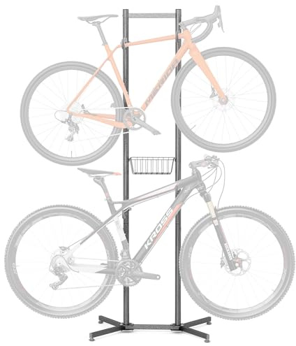 CXWXC 2-/4-Bike Storage Rack with Basket - Bike Rack Garage for Road, Mountain and Hybrid Bike Garage & Home (For 2 bikes)