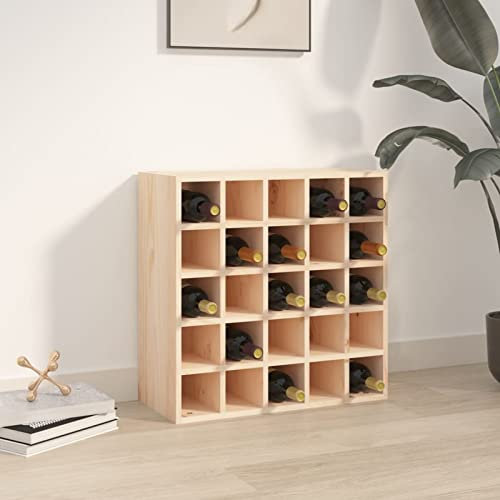 Gecheer Mobile,Portavino,Portabottiglie Vino,Portavini,da Terra,per 25 Bottiglie,in Legno Massello di Pino,Naturale,56x25x56 cm,Mobile Porta Bottiglie Vino in Legno,Portabottiglie in Legno