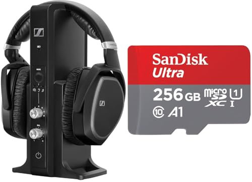 Sennheiser RS195-U Digitales Funkkopfhörersystem & SanDisk Ultra Android microSDXC UHS-I Speicherkarte 256 GB + Adapter (Für Smartphones und Tablets