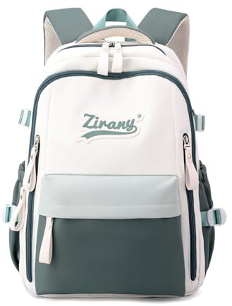 Tanou Schulrucksack Mädchen Teenager, Große Kinder Schultasche Mädchen von 9 bis 16 Jahren, Nylon Rucksack Schule Teenager der 3. bis 7. Klasse für Schule Reisen Lässige, Grün