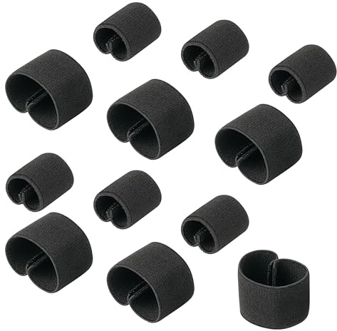Wisdompro Elastische Belt Keeper 12 Stück 2 Größen, Gürtelschlaufe für 2.5 cm Rucksackgurte und 3.8 cm Gürtel (Schwarz)