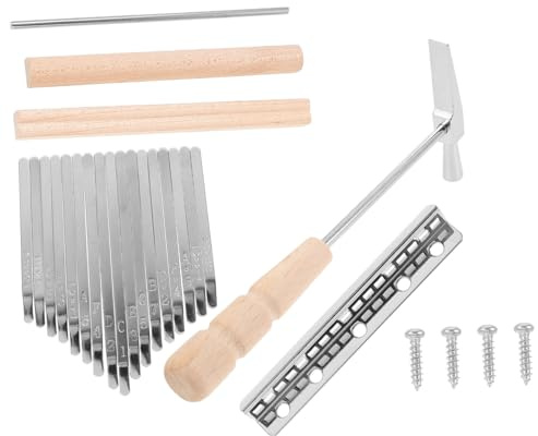 Abaodam 17-töniges Selbstgemacht Zubehörset für Daumenklavier und Stahl mit Brücke Tasten Stimmhammer und Schrauben für Selbstgebautes Daumenklavier