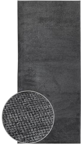 KARAT Premium Teppichläufer gewebt - 80 x 250 cm, Anthrazit - Flauschiger Baumwoll Teppich - Läufer für Küche, Flur & Wohnraum - Flurläufer Küchenläufer Flurteppich (Azade)