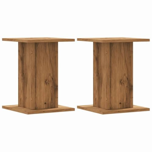 vidaXL Supports de Haut-parleurs 2 pcs chêne Artisanal Bois ingénierie, Support d'enceinte, Support d'enceinte de Bureau, Support d'enceinte HiFi