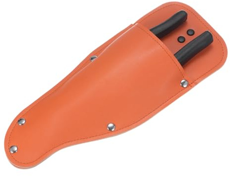 M METERXITY Funda para Tijeras de Jardín, Funda Portátil de Cuero PU para Tijeras de Podar y Alicates para Cinturón, Estuche de Cuero para Tijeras de Jardín para Podadora de Mano [Naranja]